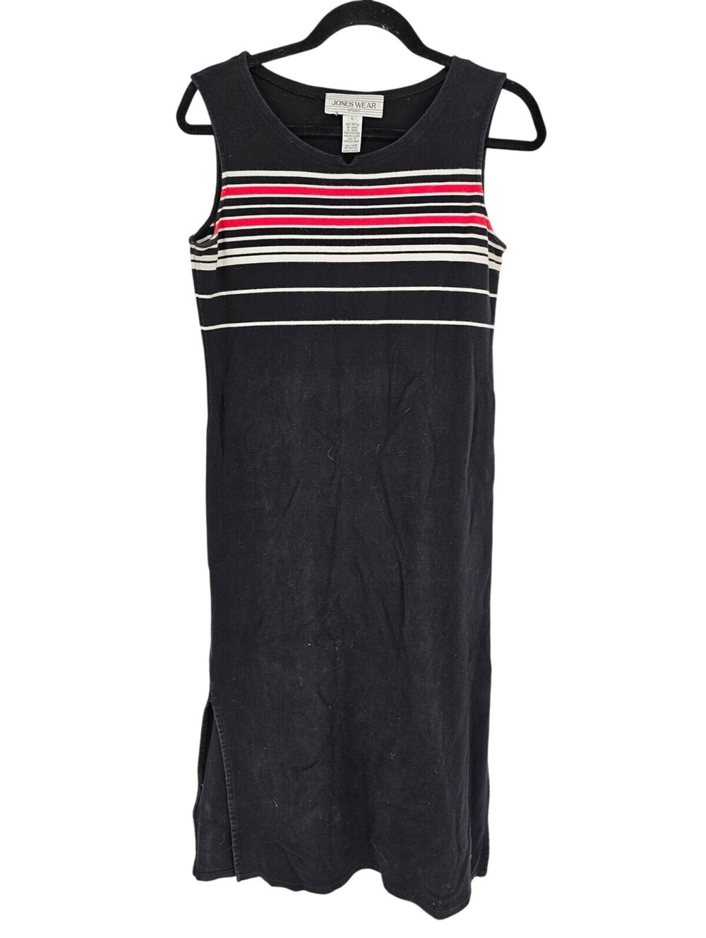 Jones Wear Multicolored Striped Crewneck Sleeveless Midi Dress Size L